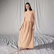 Домашня лляна сукня Serli elbise somon Penelope лососева