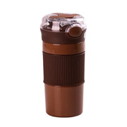 Термочашка з трубочкою та кришкою на кнопці 400 мл Happy Life HPGM3001BR коричнева