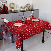 Скатертина новорічна Дзвіночки на червоному Прованс