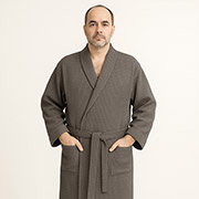 Халат вафельний унісекс Обійми шаль Big size 924/1 Cosy темно-сірий