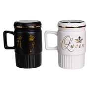 Набір чашок порцелянових із кришками 2х450 мл King and Queen Yiwu FM-26