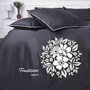 Постільна білизна 0240 Iron grey Traditions сатин-elit MirSon з вишивкою