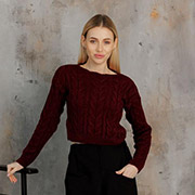 Кроп-джемпер жіночий в'язаний Ассоль Art Knit бордо