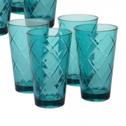 Набір склянок 4х650 мл Алмазні грані Certified International 20430-set бірюзовий