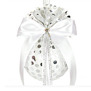 Елочный шар серебряный с атласным бантом Глэм 8см Lefard 085-309