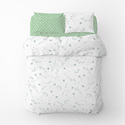 Постільна білизна бязь Волошки зелені на білому - Горох білий на зеленому Home Line