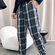 Штани піжамні чоловічі F800P фланель Cosy синьо-зелені в клітинку