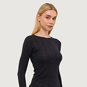 Лонгслів жіночий 23181 вовняний ажурний трикотаж German Volf темно-сірий