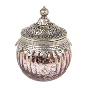 Банка декоративна скляна з металевою кришкою 14,5x10 см рожева Lefard 876-081
