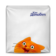 Серветки столові паперові тришарові білі 33х33 см, 18 шт, Кіт Домовіт