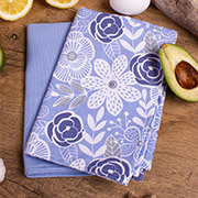 Набір із 2 кухонних рушників 632 Blue Chrysanthemums рогожа-напівпанама Mirson