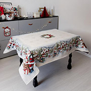 Скатертина новорічна гобеленова Снігова зима Прованс