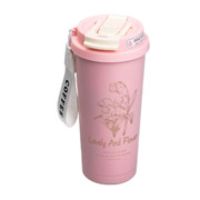 Термочашка з трубочкою та подвійним відкриванням 500 мл Flower Style Yiwu HP-14-52P рожева