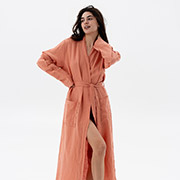 Жіночий халат-кімоно Madrida льон-бавовна Lotus Home лососевий