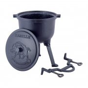 Казан чавунний емальований 4л з кришкою на ніжках для приготування їжі на вогні та плиті Kamille 4800M