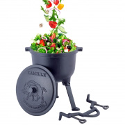 Казан чавунний емальований 7л з кришкою на ніжках для приготування їжі на вогні та плиті Kamille 4801M