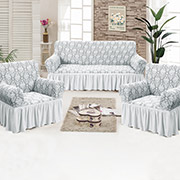 Жакардові чохли для дивана та 2 крісел Love you світло-сірий