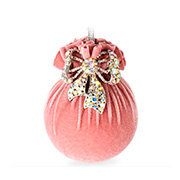 Елочный шар с серебряным бантом Розовая жемчужина 10см Lefard 085-003