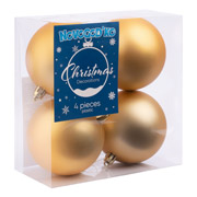 Набір ялинкових куль 8 см 4 шт Novogod'ko 974524 золоті матові