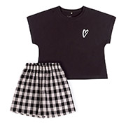Піжама для дівчинки КП308 футболка та шорти Бембі Y13-чорний-білий-клітинка