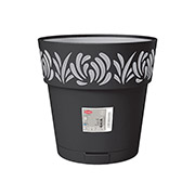 Горщик пластиковий круглий з автополивом Opera Gaia 30 см Stefanplast 88603 графіт-сірий