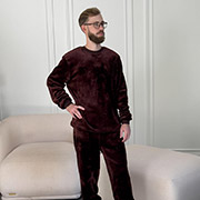 Чоловіча тепла піжама Теплик VEL050 джемпер і штани Cosy шоколад