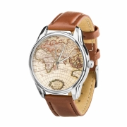 Часы ZIZ Карта шоколадный, серебро - второй ремешок в подарок 4604356