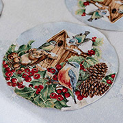 Серветка кругла новорічна гобеленова Squirrel Прованс