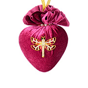 Елочная игрушка сердце со стрекозой Бордовая феерия Lefard 085-108