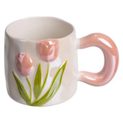Чашка порцелянова 400 мл Тюльпан Yiwu FM-40A рожева
