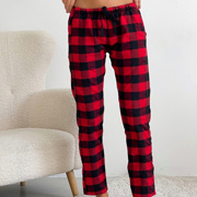 Штани піжамні жіночі фланелеві Cosy F70P клітинка чорно-червоні
