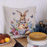 Декоративна гобеленова великодня наволочка Зайченя з метеликами Суцвіття Прованс