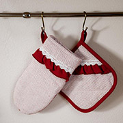 Набір прихватка і рукавиця Червона смужка Прованс