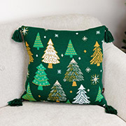 Наволочка вязаная декоративная Елочка Прованс зеленая