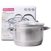 Каструля з кришкою 2.9л з нержавіючої сталі та 7-шаровим дном для індукції та газу Kamille 4718S