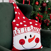 Наволочка в'язана декоративна Сніговик у ковпаку Прованс