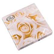 Набір серветок паперових 20 шт 32х32 см Білі троянди Ideal Home 694-018