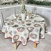 Кругла гобеленова новорічна скатертина Corona LiMaSo