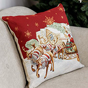 Декоративна гобеленова новорічна подушка Present Сани Санти Прованс