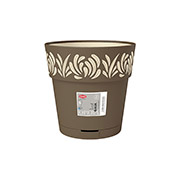 Горшок пластиковый круглый с автополивом Opera Gaia 25 см Stefanplast 88502 капучино-ваниль