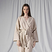 Сорочка-кімоно лляна Serli uzun kollu kimono ekru Penelope молочний