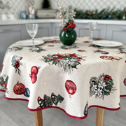 Скатертина гобеленова новорічна кругла Limaso Cabeto