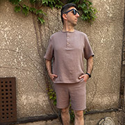 Чоловічий комплект із мусліну Capri MC2B футболка та шорти Cosy мокко