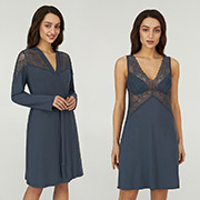 Комплект жіночий Glory халат і нічна сорочка Ellen LGM 200/23/01 LDM 111/09/01 графіт