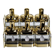 Набік банок для сипучих на підставці з ложкою 6х350 мл Yiwu HP-1337 золото