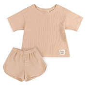 Костюм для дівчинки КС818 футболка і шорти Бембі трикотаж-вафелька G00-бежевий