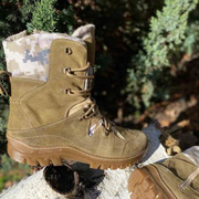 Шкіряні берці з конопляною тканиною Високі зимові Ukono бежевий, піксель