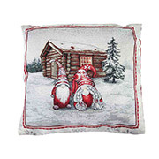 Декоративна гобеленова новорічна наволочка Snowfall Парочка гномів Прованс