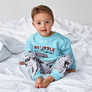 Піжама байкова для хлопчика ПЖ55 Бембі RW1-бірюзовий-сірий-принт