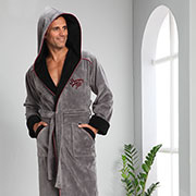 Халат чоловічий довгий з капюшоном Nusa NS-1170 сірий